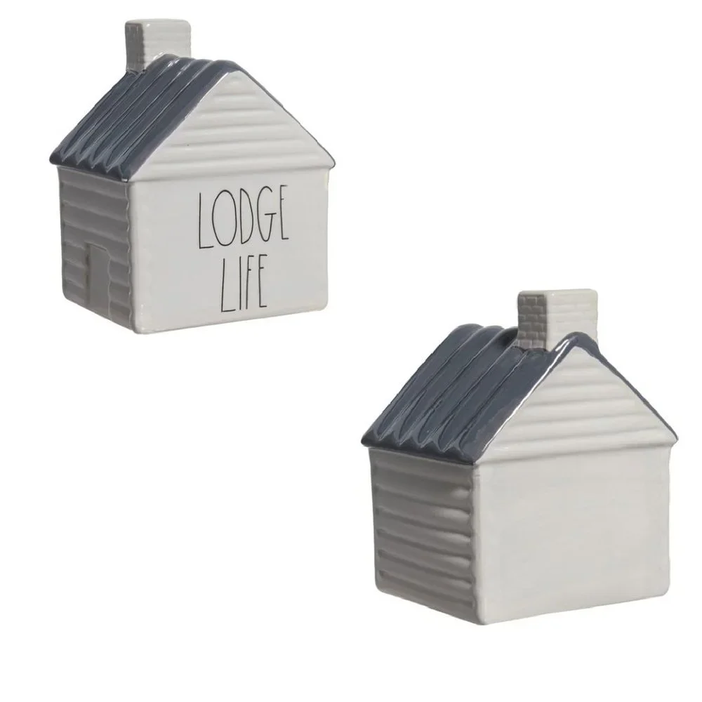 BRAND NEW Large Rae Dunn Country Camping Cabin Ceramic Table Decor Houses